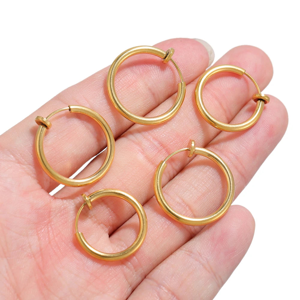 10pcs 304 Stainless Steel 2mm Wire Ear Clips Fake Hoop Earrings for Women Without Ear Holes Clip DIY Jewelry Making Accessories