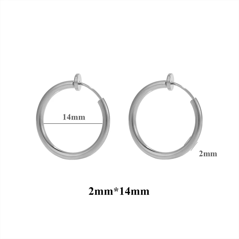 10pcs 304 Stainless Steel 2mm Wire Ear Clips Fake Hoop Earrings for Women Without Ear Holes Clip DIY Jewelry Making Accessories