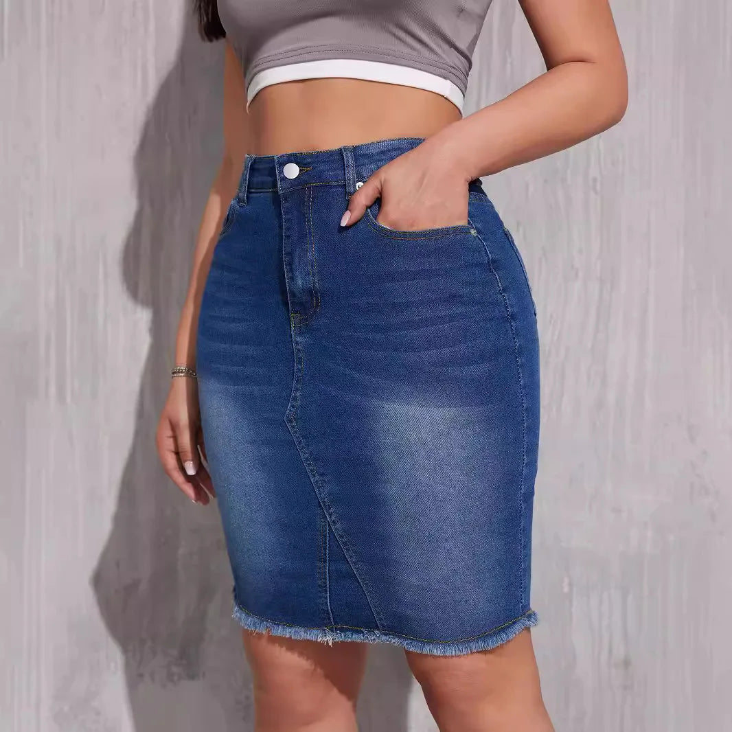 Women Summer Denim Skirts Ladies High Waist Stretch Slim Bodycon Skirts Jeans Mini Skirt