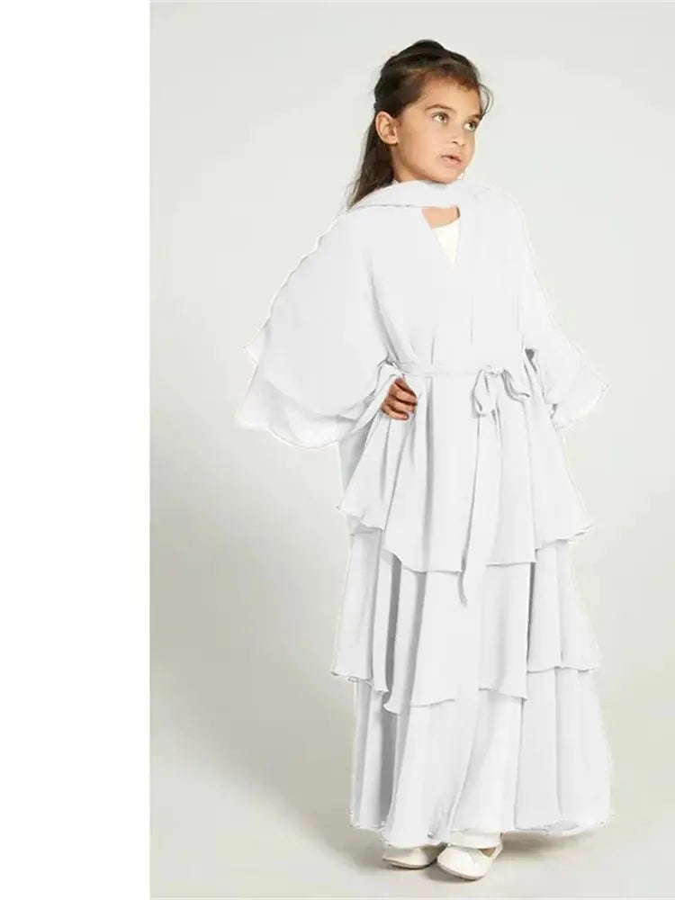 Ramadan Niqab Khimar Chiffon Kids Muslim Abaya Dubai Turkey Islam Dress Prayer Clothes For Women Kebaya Robe Femme Musulmane