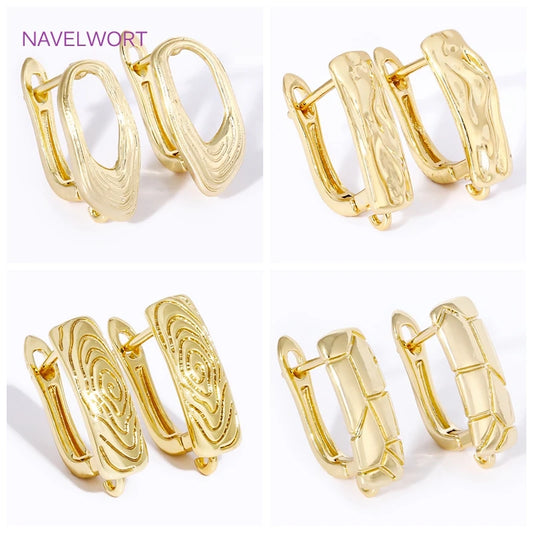 2/4Pcs 18K Gold Plated Shvenzy Earring Fixtures Brass Earwires,Fasteners For Earrings, For DIY Earring Jewelry Making Findings