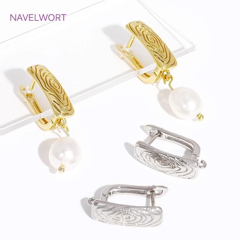 2/4Pcs 18K Gold Plated Shvenzy Earring Fixtures Brass Earwires,Fasteners For Earrings, For DIY Earring Jewelry Making Findings