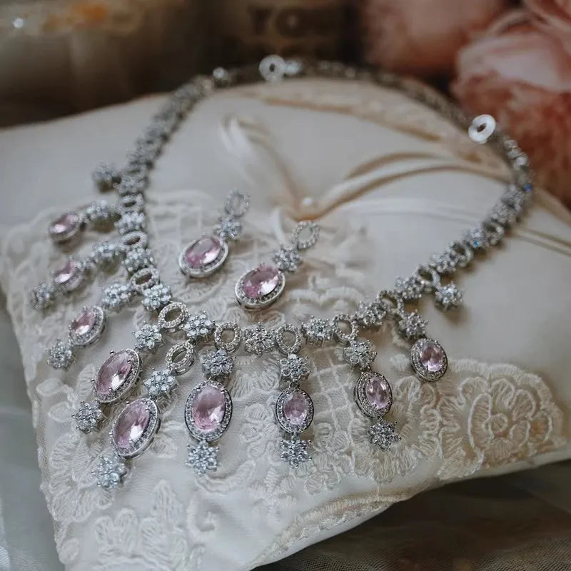 CC Necklace Earrings Sets Wedding Evening Party Bijoux Women Accessory Bridal Fine Jewellery Engagement Jewelry Set T0269