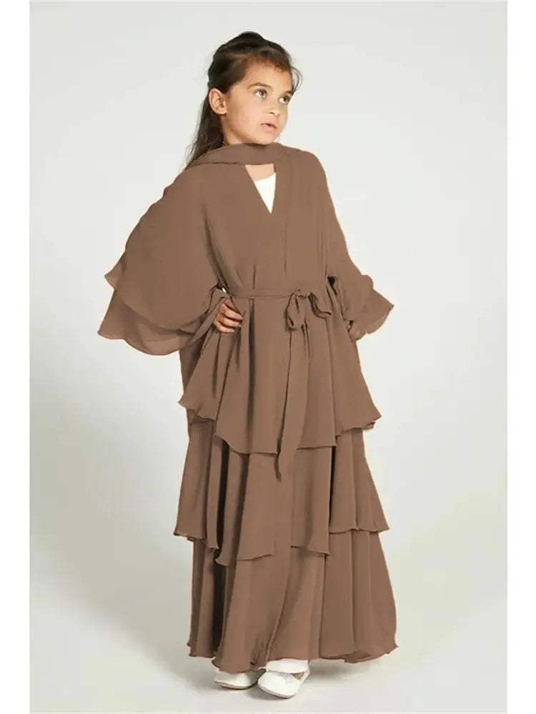 Ramadan Niqab Khimar Chiffon Kids Muslim Abaya Dubai Turkey Islam Dress Prayer Clothes For Women Kebaya Robe Femme Musulmane