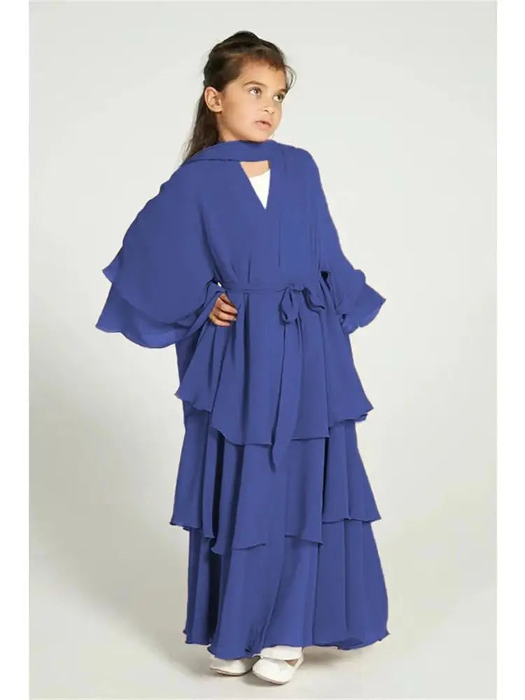 Ramadan Niqab Khimar Chiffon Kids Muslim Abaya Dubai Turkey Islam Dress Prayer Clothes For Women Kebaya Robe Femme Musulmane