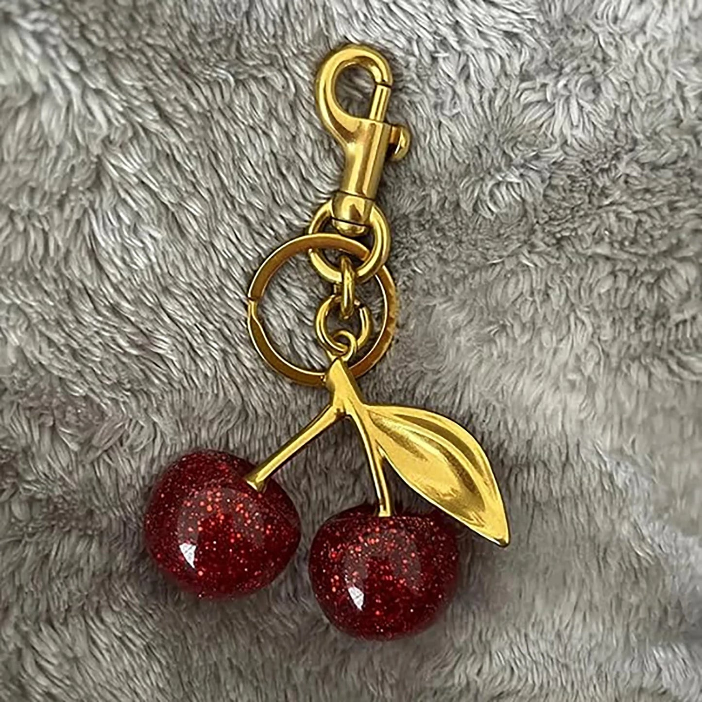 Fashion Delicious Red Cherry Keychain Summer Fruits Cherries Pendant Keyring For Women Men Jewelry Bag Accessories Gift