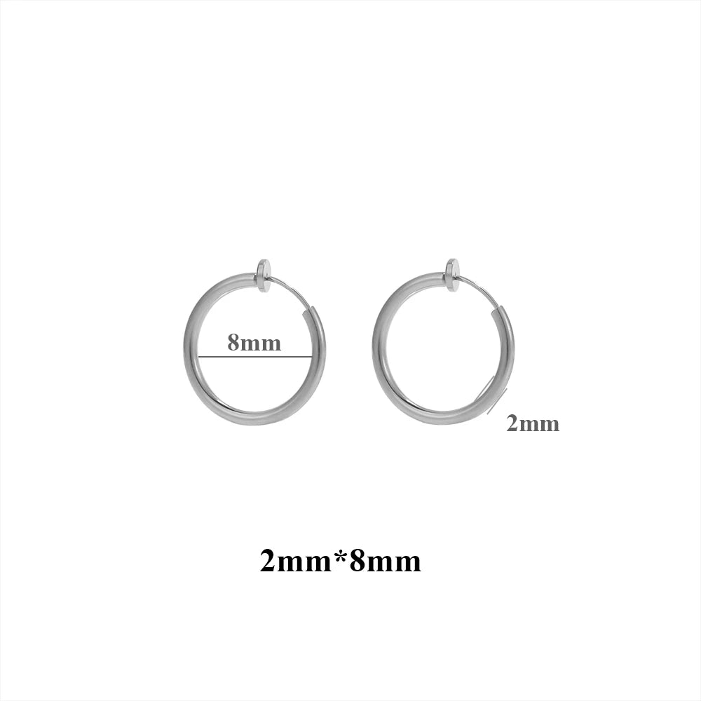 10pcs 304 Stainless Steel 2mm Wire Ear Clips Fake Hoop Earrings for Women Without Ear Holes Clip DIY Jewelry Making Accessories