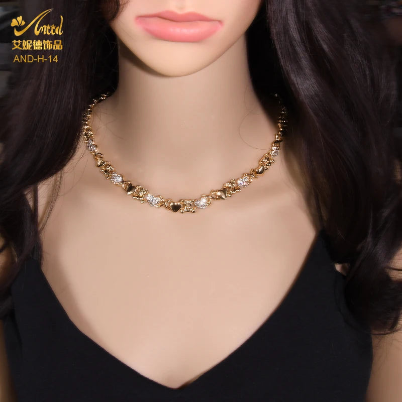 Indian African Jewelry Set Wedding Dubai Gold Color Bridal XOXO Necklace Bracelets Earrings Moroccan Nigerian Jewellery Sets