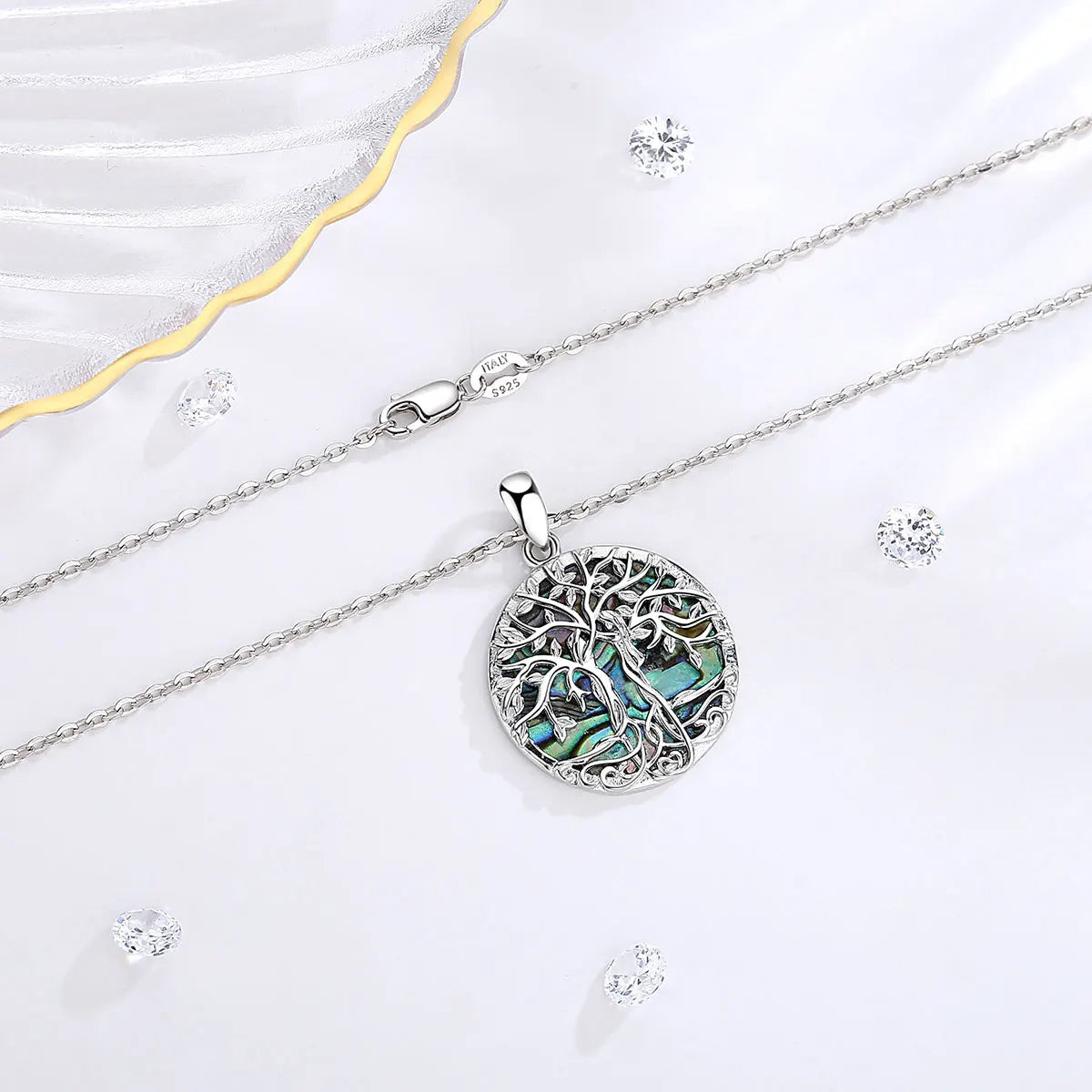 EUDORA 925 Sterling Silver Sisters Tree of Life Necklace Pendant Woman Charm Party Simplicity Jewelry Accessories Gift for women