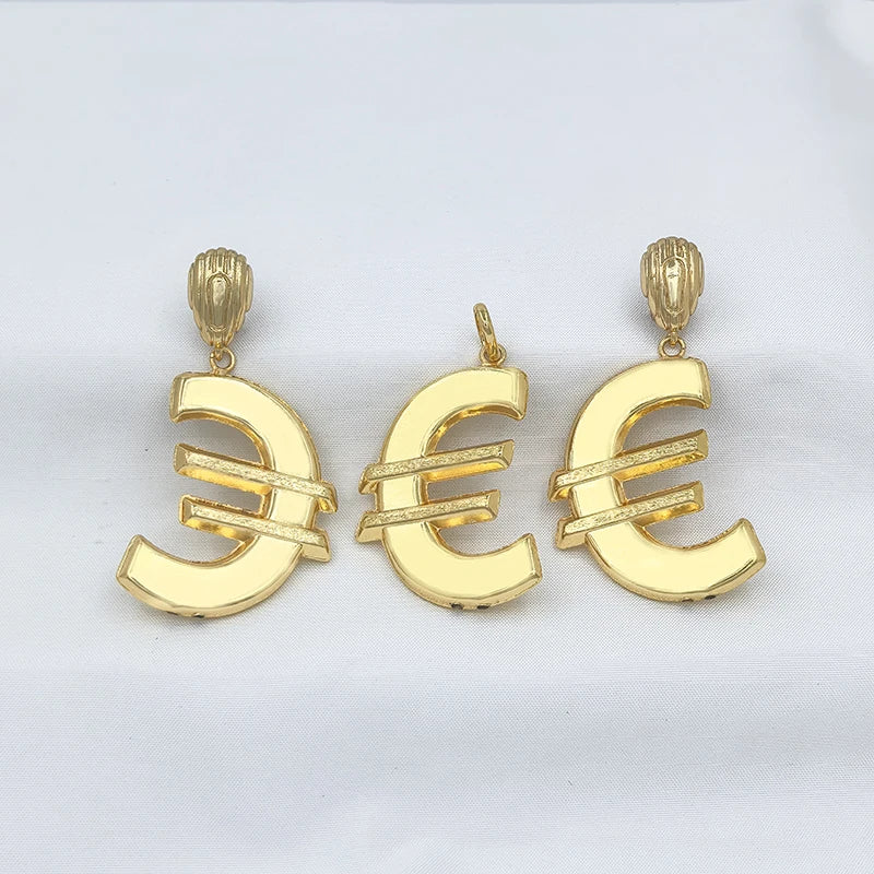 Dubai Necklace Earrings For Women Dollar Euro Pendant Brazilian Jewelry Set Wedding Gift Trendy Party Engagement Jewellery