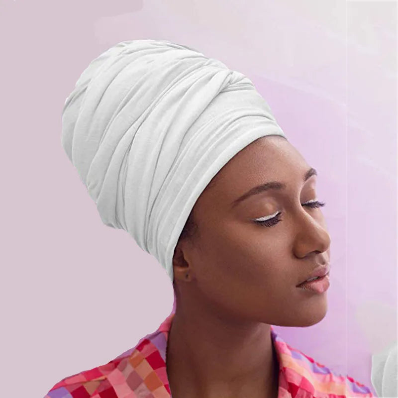 Jilbab 4 piece set Stretch Jersey Turban Head Wrap Urban Hair Wrap Scarf Ultra Soft Extra Long Breathable Lightweight for Women