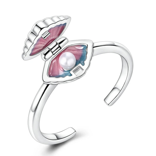 2025 summer new 925 sterling silver Openable Pearl shell rings charms fit diy finger women party travel jewlery gift for girl
