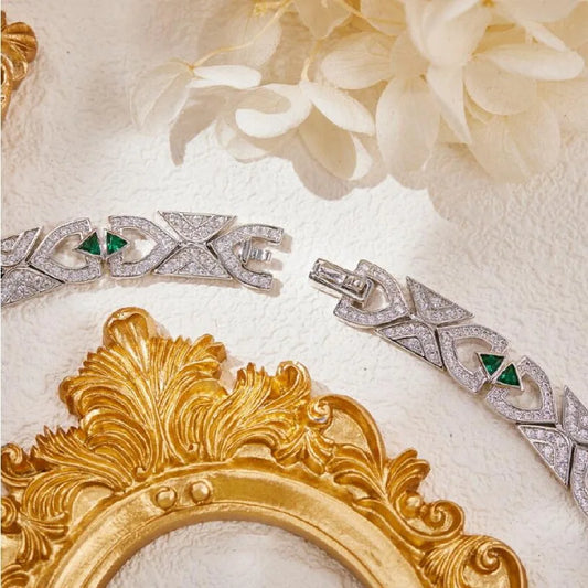 Designer Collection Stud Earrings Necklace Women Lady Inlay Cubic Zircon Plated Gold Color Synthetic Emerald High-end Jewellery