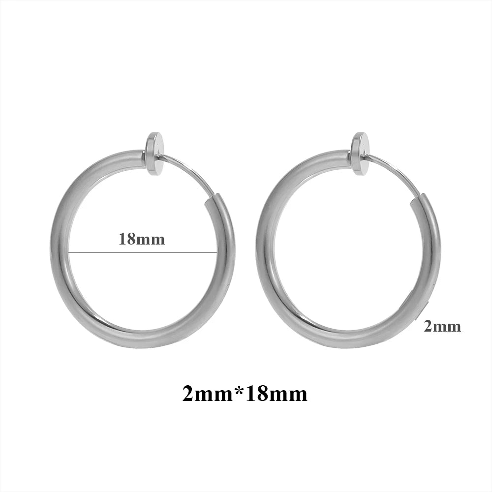 10pcs 304 Stainless Steel 2mm Wire Ear Clips Fake Hoop Earrings for Women Without Ear Holes Clip DIY Jewelry Making Accessories