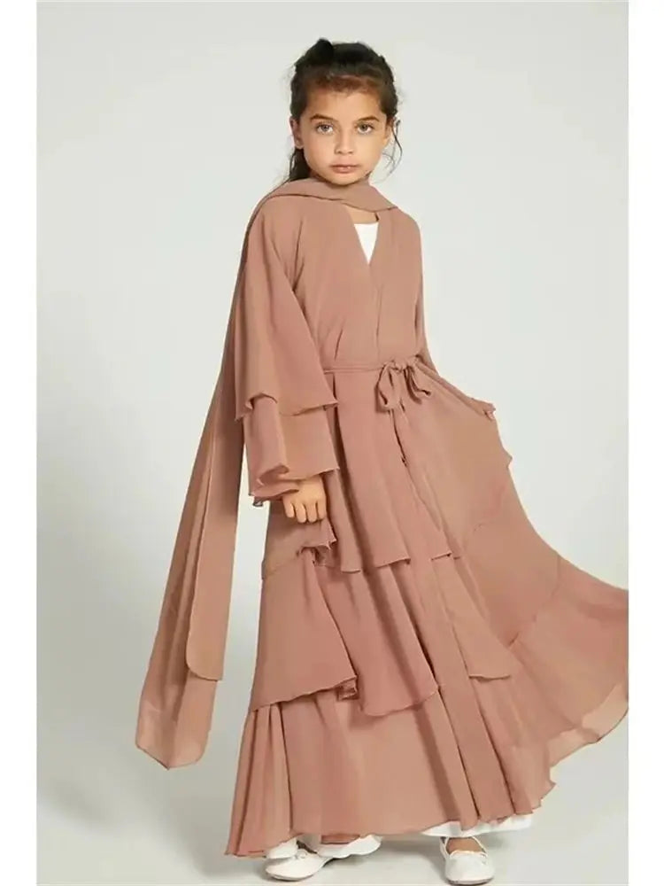 Ramadan Niqab Khimar Chiffon Kids Muslim Abaya Dubai Turkey Islam Dress Prayer Clothes For Women Kebaya Robe Femme Musulmane