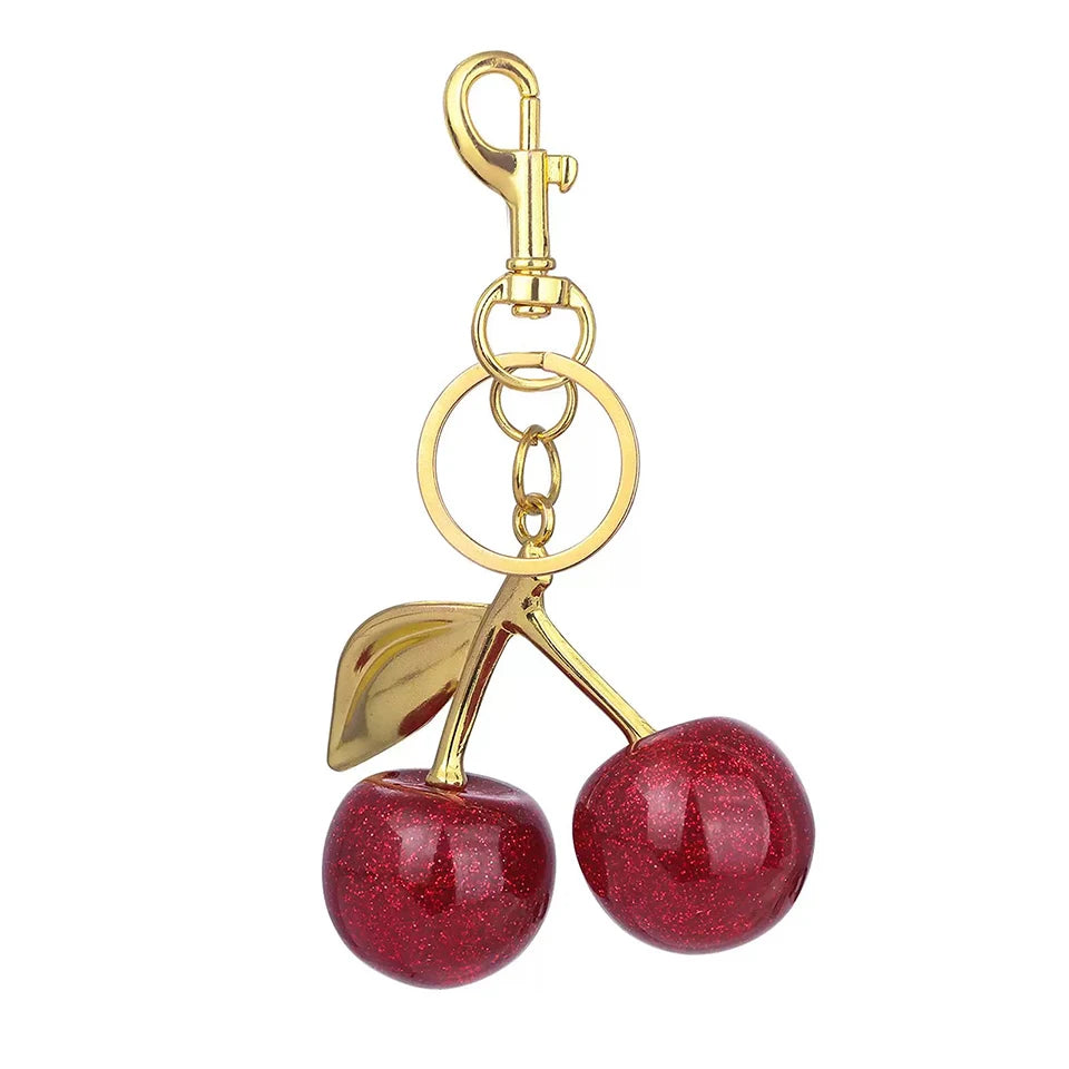 Fashion Delicious Red Cherry Keychain Summer Fruits Cherries Pendant Keyring For Women Men Jewelry Bag Accessories Gift