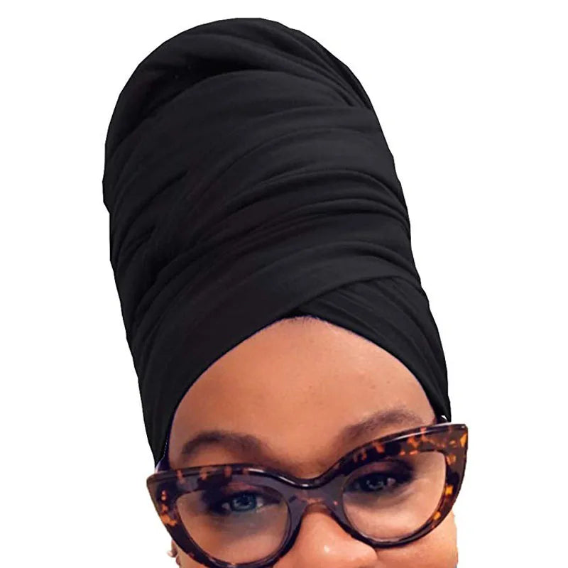 Jilbab 4 piece set Stretch Jersey Turban Head Wrap Urban Hair Wrap Scarf Ultra Soft Extra Long Breathable Lightweight for Women