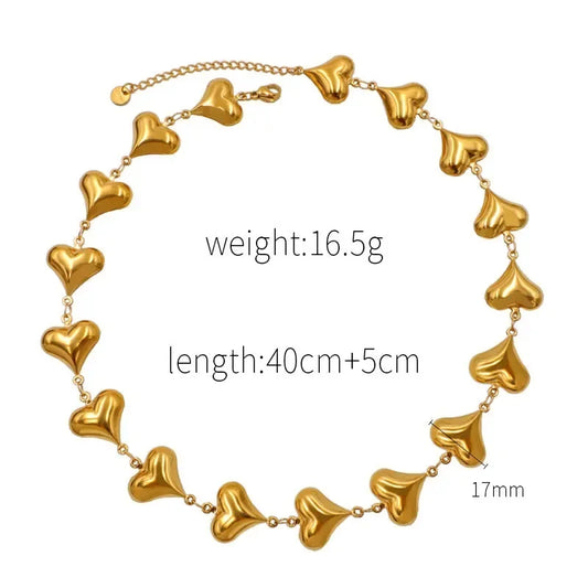 316L Stainless Steel Multiple Hearts Bracelets Women Clavicle Chain Vintage Bracelet Personality Jewellery Women Set Pulsera