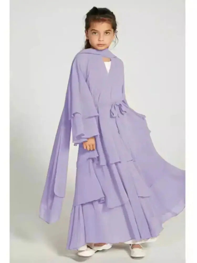 Ramadan Niqab Khimar Chiffon Kids Muslim Abaya Dubai Turkey Islam Dress Prayer Clothes For Women Kebaya Robe Femme Musulmane