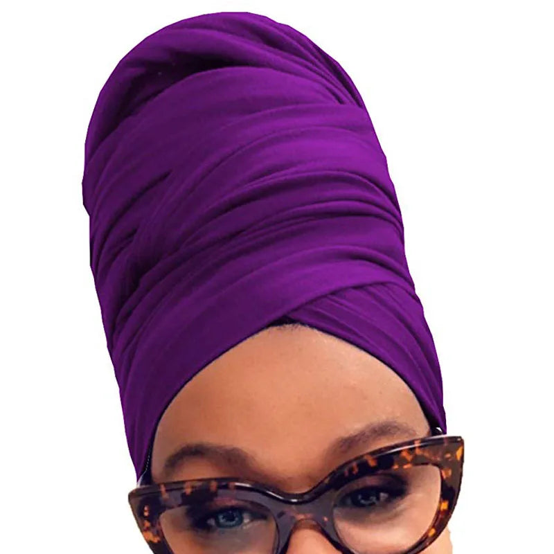 Jilbab 4 piece set Stretch Jersey Turban Head Wrap Urban Hair Wrap Scarf Ultra Soft Extra Long Breathable Lightweight for Women