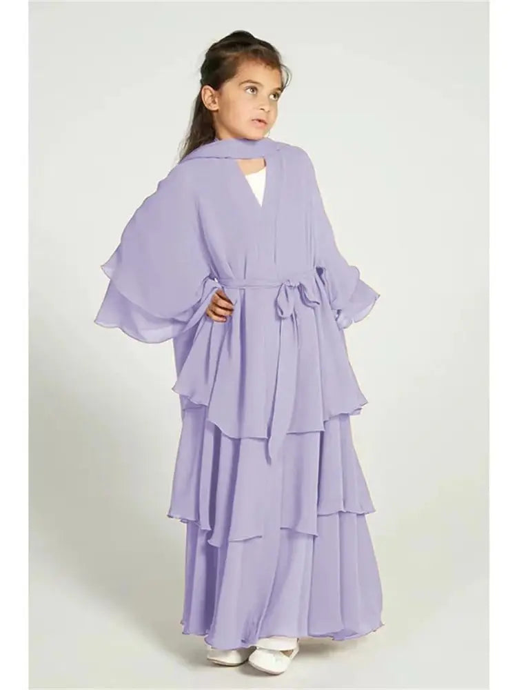 Ramadan Niqab Khimar Chiffon Kids Muslim Abaya Dubai Turkey Islam Dress Prayer Clothes For Women Kebaya Robe Femme Musulmane