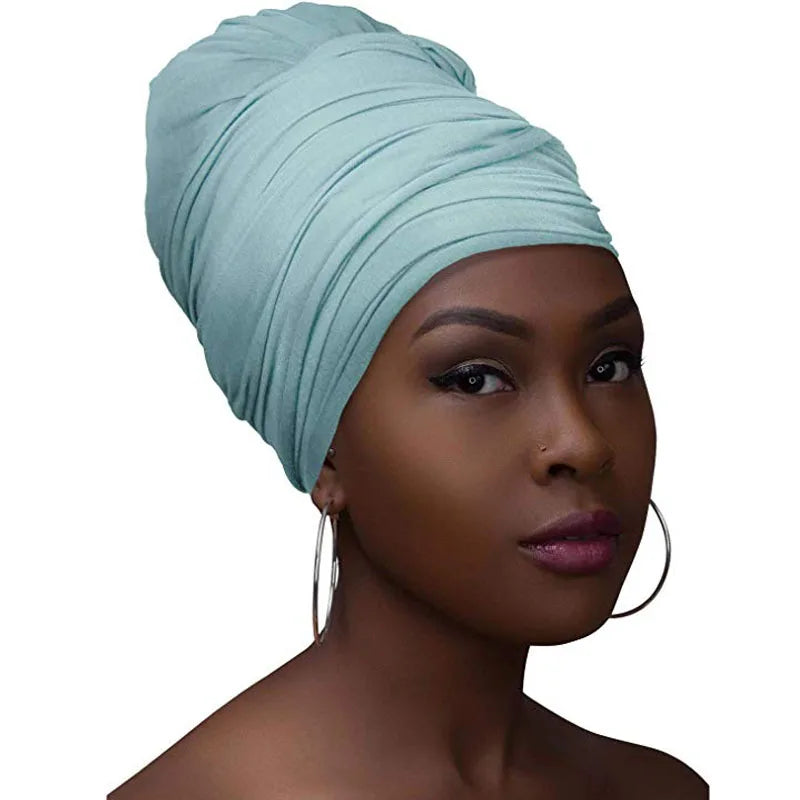 Jilbab 4 piece set Stretch Jersey Turban Head Wrap Urban Hair Wrap Scarf Ultra Soft Extra Long Breathable Lightweight for Women