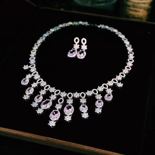 CC Necklace Earrings Sets Wedding Evening Party Bijoux Women Accessory Bridal Fine Jewellery Engagement Jewelry Set T0269