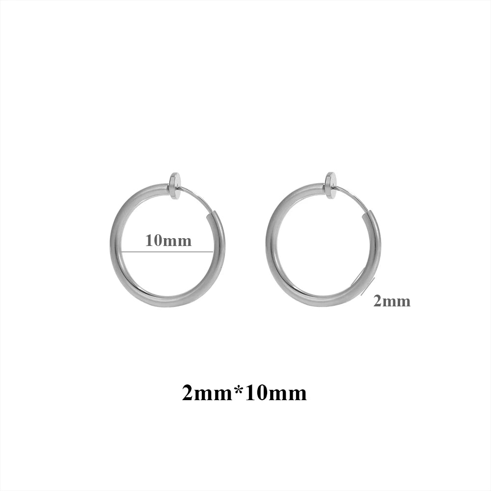 10pcs 304 Stainless Steel 2mm Wire Ear Clips Fake Hoop Earrings for Women Without Ear Holes Clip DIY Jewelry Making Accessories