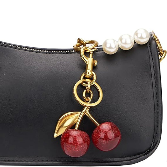 Fashion Delicious Red Cherry Keychain Summer Fruits Cherries Pendant Keyring For Women Men Jewelry Bag Accessories Gift