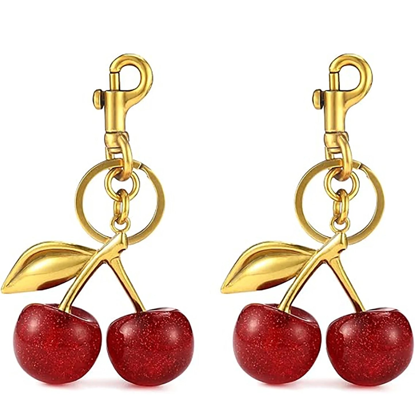 Fashion Delicious Red Cherry Keychain Summer Fruits Cherries Pendant Keyring For Women Men Jewelry Bag Accessories Gift