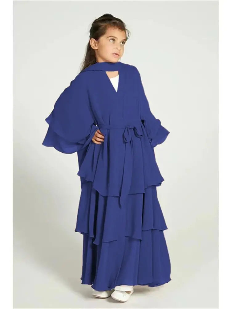 Ramadan Niqab Khimar Chiffon Kids Muslim Abaya Dubai Turkey Islam Dress Prayer Clothes For Women Kebaya Robe Femme Musulmane