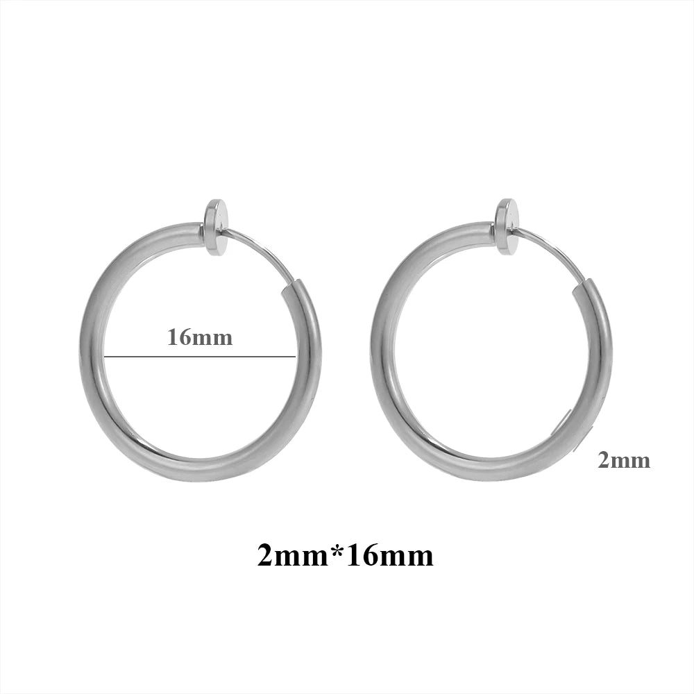 10pcs 304 Stainless Steel 2mm Wire Ear Clips Fake Hoop Earrings for Women Without Ear Holes Clip DIY Jewelry Making Accessories