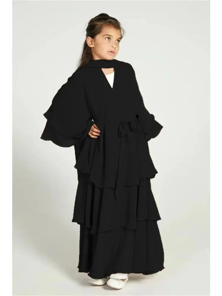 Ramadan Niqab Khimar Chiffon Kids Muslim Abaya Dubai Turkey Islam Dress Prayer Clothes For Women Kebaya Robe Femme Musulmane