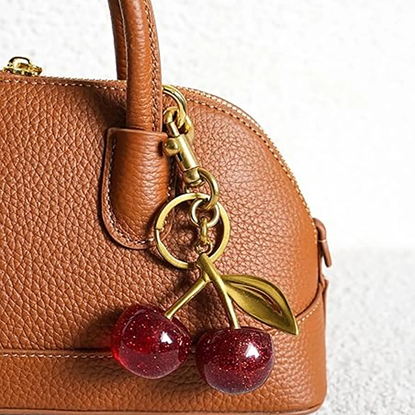 Fashion Delicious Red Cherry Keychain Summer Fruits Cherries Pendant Keyring For Women Men Jewelry Bag Accessories Gift