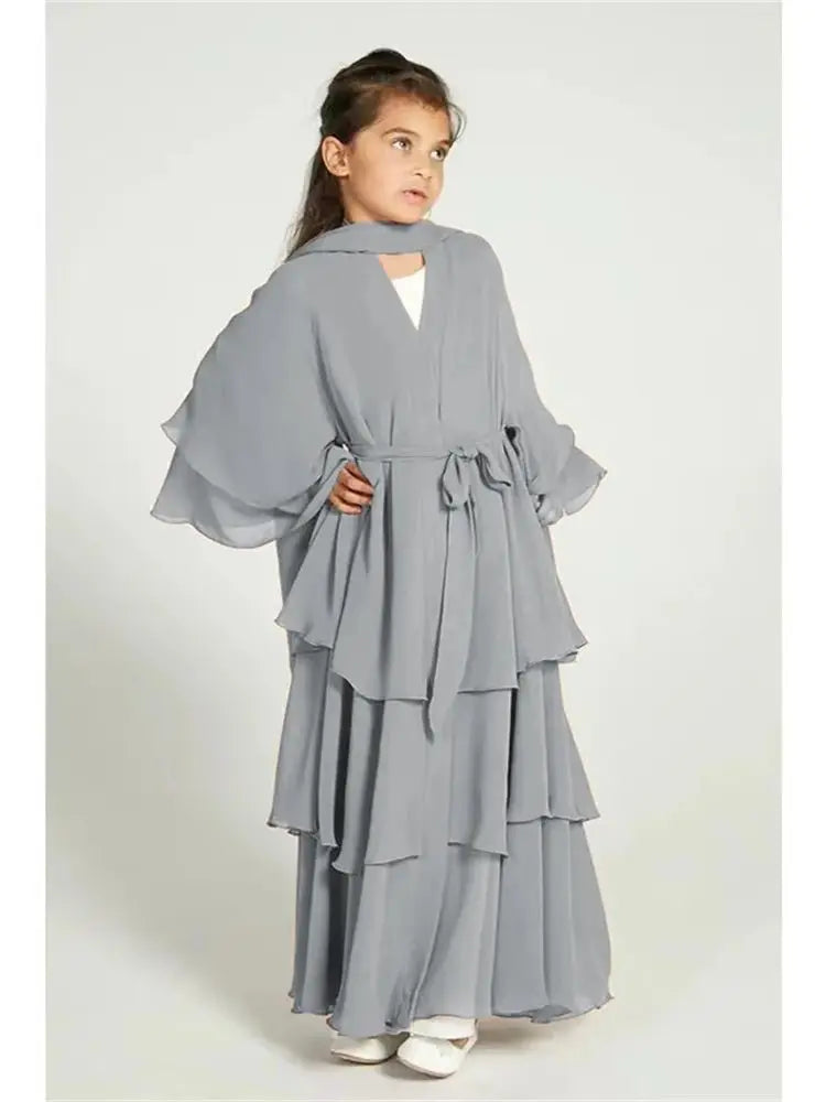 Ramadan Niqab Khimar Chiffon Kids Muslim Abaya Dubai Turkey Islam Dress Prayer Clothes For Women Kebaya Robe Femme Musulmane