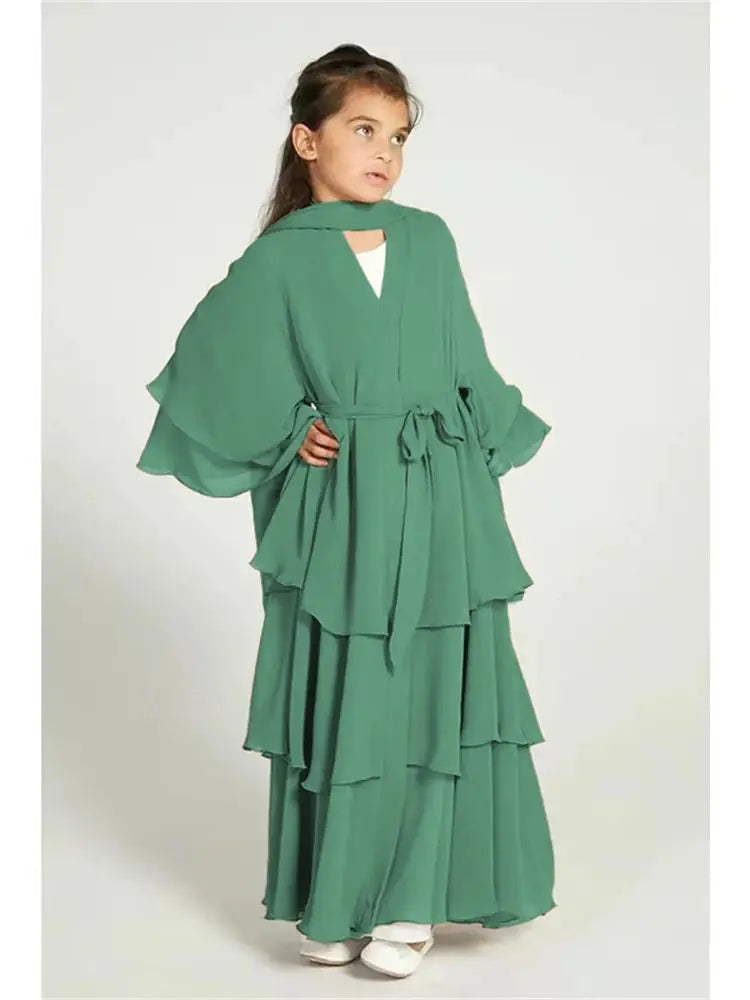 Ramadan Niqab Khimar Chiffon Kids Muslim Abaya Dubai Turkey Islam Dress Prayer Clothes For Women Kebaya Robe Femme Musulmane