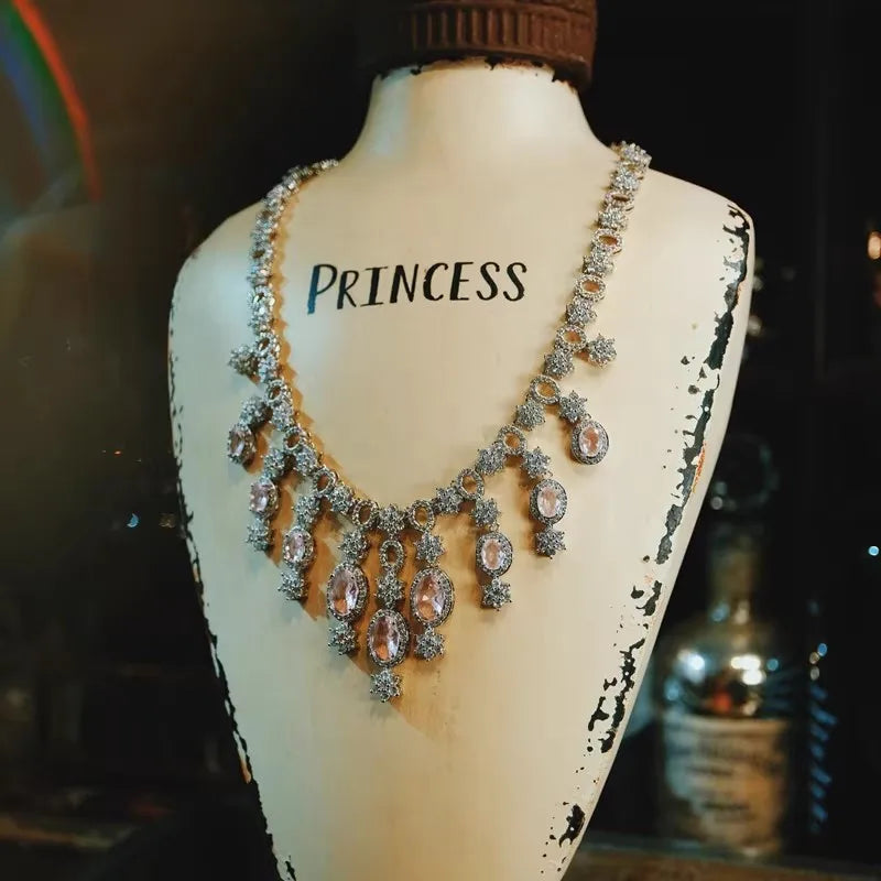 CC Necklace Earrings Sets Wedding Evening Party Bijoux Women Accessory Bridal Fine Jewellery Engagement Jewelry Set T0269