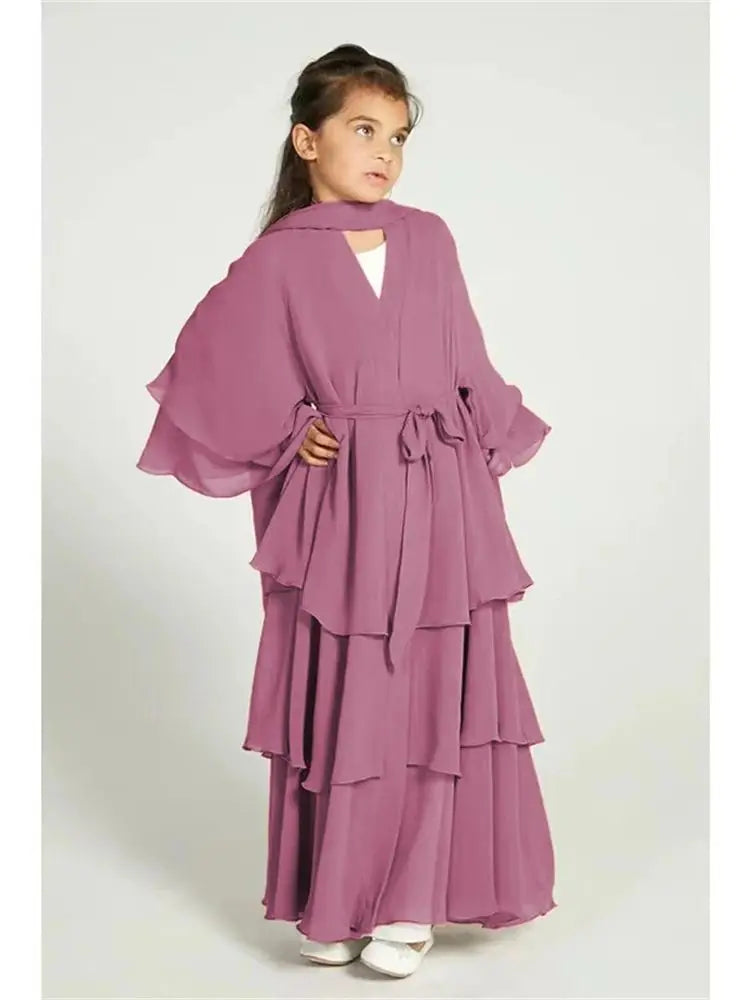 Ramadan Niqab Khimar Chiffon Kids Muslim Abaya Dubai Turkey Islam Dress Prayer Clothes For Women Kebaya Robe Femme Musulmane