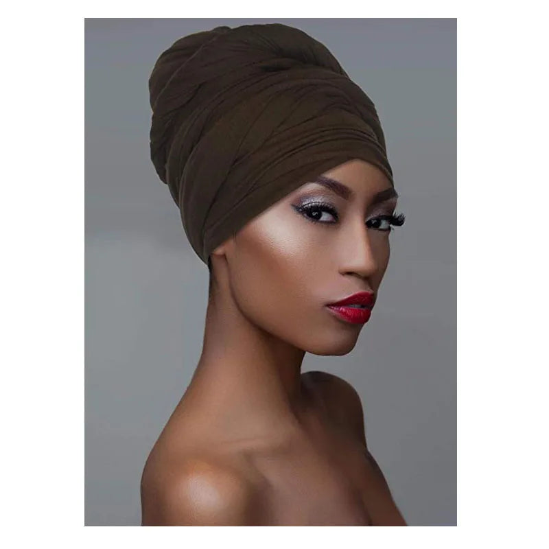 Jilbab 4 piece set Stretch Jersey Turban Head Wrap Urban Hair Wrap Scarf Ultra Soft Extra Long Breathable Lightweight for Women